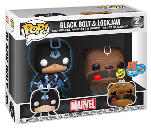 Funko Pop! Marvel Black Bolt & Lockjaw 2 Pack GITD PX Previews Exclusive