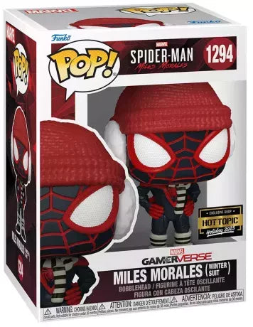 Funko POP! Marvel: Spider- Man Miles Morales #1294 - Miles Morales (Winter Suit) Hot Topic Holiday 2023 Exclusive Drop + PROTECTOR!