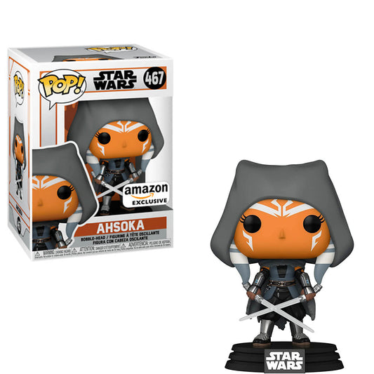 Funko Pop! Star Wars Ahsoka 467 Amazon Exclusive Hooded with Duel Sabers + PoP Protector