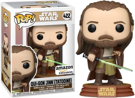 Funko Pop! Star Wars Qui-Gon Jinn (Tatooine) 422 Amazon Exclusive + Free Protector