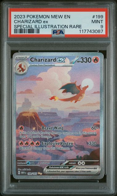 Pokemon TCG! 2023 POKEMON MEW EN-151 #199 CHARIZARD ex SPECIAL ILLUSTRATION RARE PSA 9