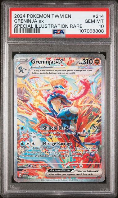 2024 POKEMON TWM EN-TWILIGHT MASQUERADE #214 GRENINJA ex SPECIAL ILLUSTRATION RARE PSA 10