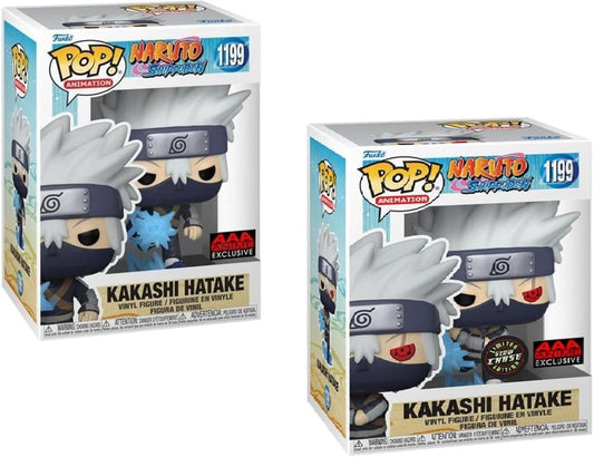 Bundle Funko Pop Kakashi (Young) w/Chidori GITD Guaranteed Chase & Common Pop Figure (AAA Anime Exclusive) with Pop Protector Naruto Shippuden