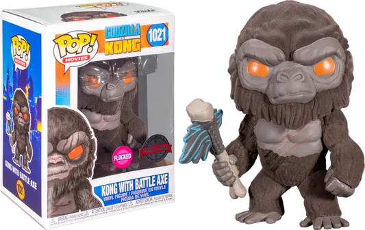1021 Godzilla vs Kong - King Kong with Battle Axe Flocked Special Edition Exclusive Pop! Vinyl