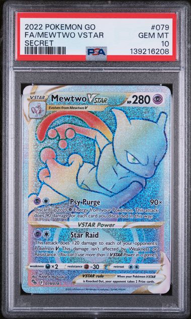 Pokemon TCG! 2022 POKEMON GO #079 FA/MEWTWO VSTAR SECRET PSA 10