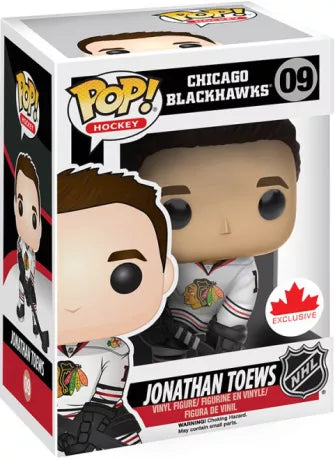 Funko POP! Hockey NHL Chicago Blackhawks 09 Jonathan Toews Canada Exclusive + PROTECTOR! (tiny crease)