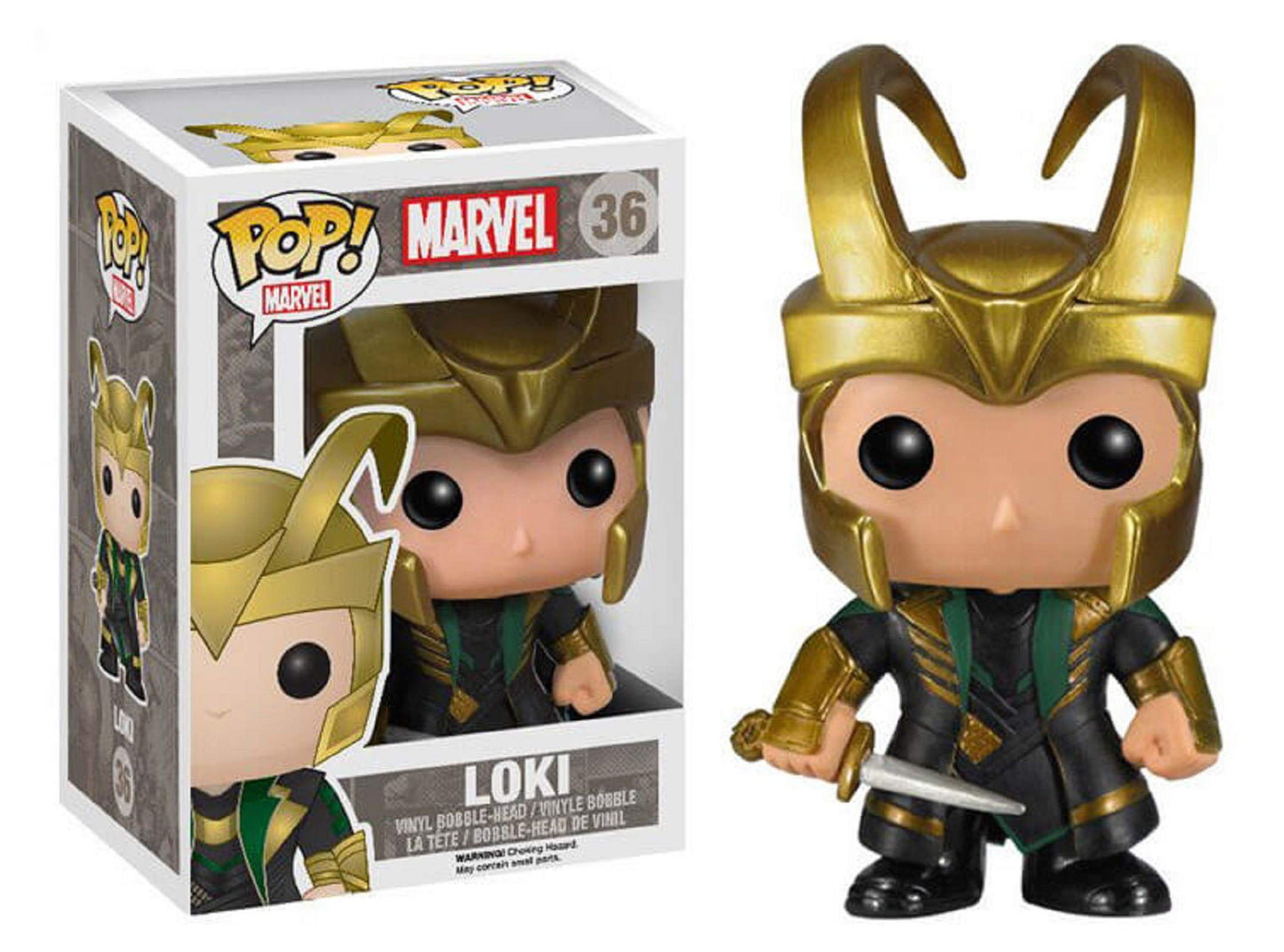 Funko Pop! Marvel: Thor The Dark World - Loki with Helmet #36 Vinyl Figure comes with Pop Box Protector Case