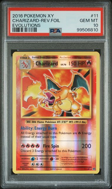 Pokemon TCG! 2016 Pokemon XY Evolutions Reverse Foil Charizard #11 PSA 10