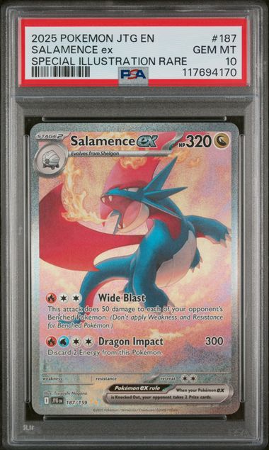 Pokemon TCG! 2025 Pokemon Journey Together Special Illustration Rare Salamence Ex #187 PSA 10
