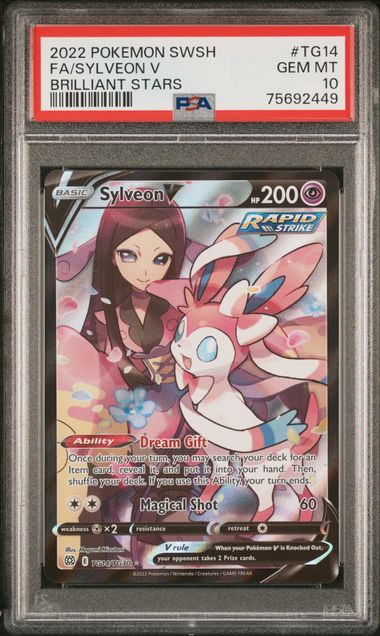 Pokemon TCG! 2022 POKEMON SWORD & SHIELD BRILLIANT STARS #TG14 FA/SYLVEON V BRILLIANT STARS PSA 10