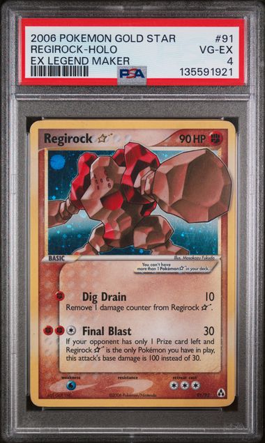 Pokemon TCG! 2006 POKEMON EX LEGEND MAKER #91 REGIROCK-HOLO EX LEGEND MAKER PSA 4