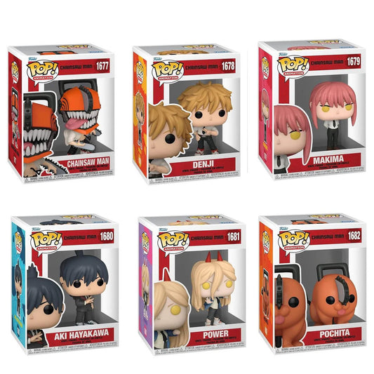 FUNKO POP! ANIME CHAINSAW MAN GUARANTEED SET OF 6 COMMONS DENJI - POCHITA - POWER - AKI HAYAKAWA -  MAKIMA - CHAINSAW MAN