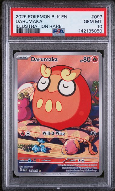 Pokemon TCG! 2025 POKEMON BLK EN-BLACK BOLT #097 DARUMAKA ILLUSTRATION RARE PSA 10