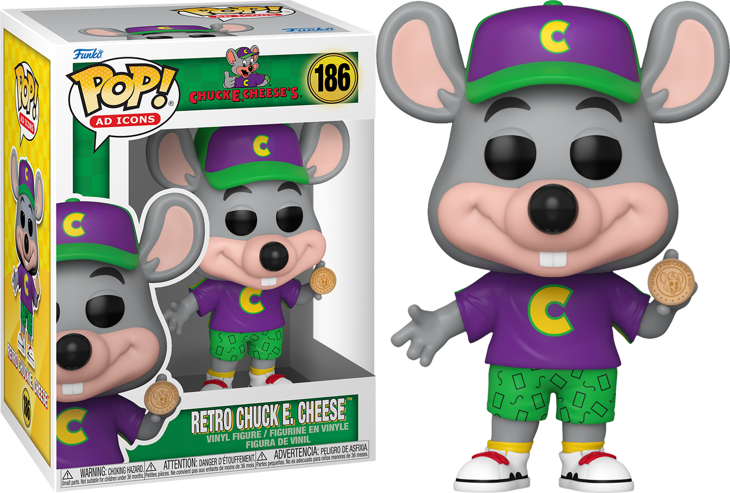 Retro Chuck E. Cheese Chuck E. Cheese's Funko PoP! Icons 186 + PoP Pro ...