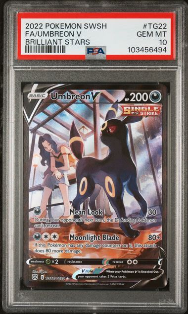 Pokemon TCG! 2022 POKEMON SWORD & SHIELD BRILLIANT STARS #TG22 FA/UMBREON V BRILLIANT STARS PSA 10