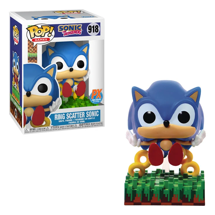 Funko Pop! SONIC THE HEDGEHOG: Ring Scatter Sonic 918 PX Previews Exclusive + POP PROTECTOR