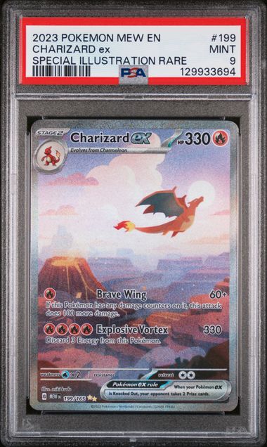 Pokemon TCG! 2023 POKEMON MEW EN-151 #199 CHARIZARD ex SPECIAL ILLUSTRATION RARE PSA 9