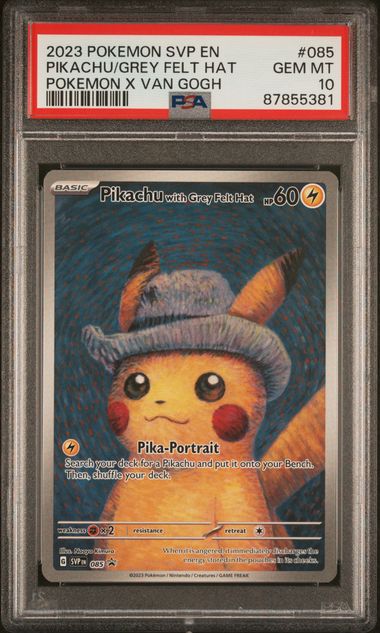 Pokemon TCG! 2023 POKEMON SVP EN-SV BLACK STAR PROMO #085 PIKACHU/GREY FELT HAT POKEMON X VAN GOGH