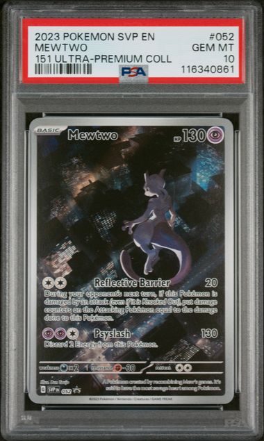 Pokemon TCG! 2023 Pokemon Scarlet and Violet Black Star Promo 151 Ultra Premium Collection Mewtwo #052 PSA 10