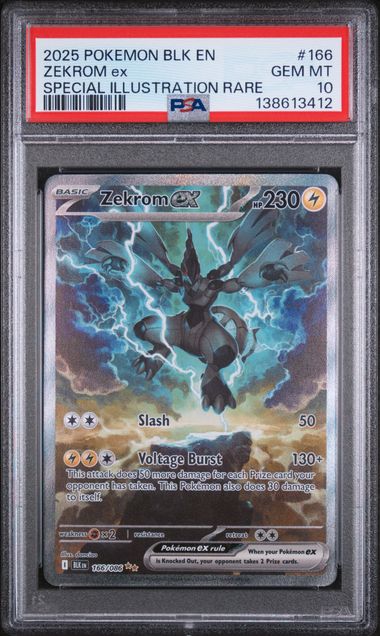 Pokemon TCG! 2025 POKEMON BLK EN-BLACK BOLT #166 ZEKROM ex SPECIAL ILLUSTRATION RARE PSA 10