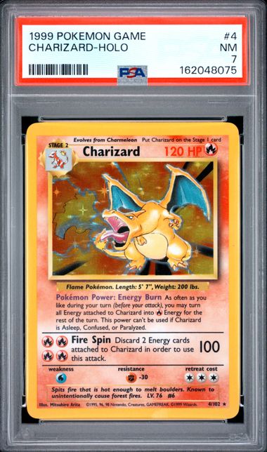 Pokemon TCG! 1999 POKEMON GAME #4 CHARIZARD-HOLO PSA 7