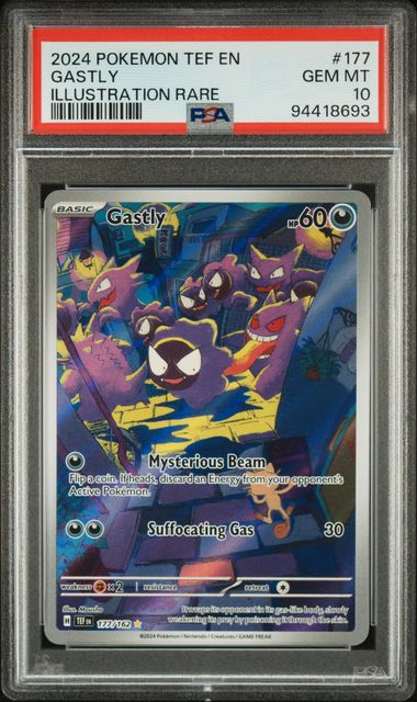 Pokemon TCG! 2024 Pokemon Scarlet and Violet Temporal Forces Illustration Rare Gastly #177