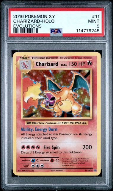 Pokemon TCG! 2016 POKEMON XY EVOLUTIONS #11 CHARIZARD-HOLO EVOLUTIONS PSA 9