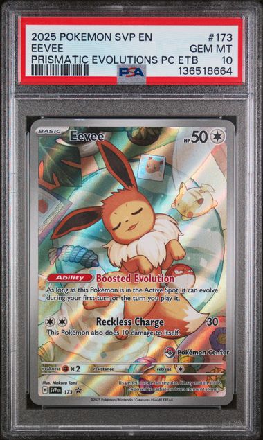 Pokemon TCG! 2025 POKEMON SVP EN-SV BLACK STAR PROMO #173 EEVEE PRISMATIC EVOLUTIONS PC ETB PSA 10