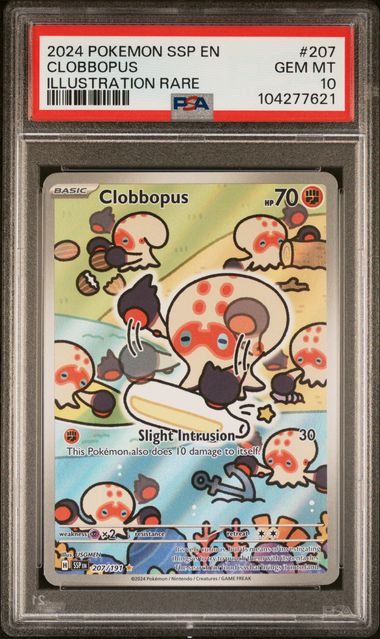 Pokemon TCG! 2024 POKEMON SSP EN-SURGING SPARKS #207 CLOBBOPUS ILLUSTRATION RARE PSA 10
