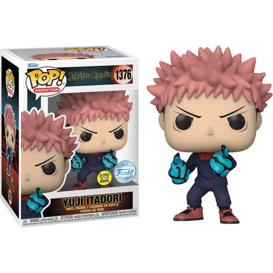Funko PoP! Jujutsu Kaisen - Yuji Itadori Divergent Fist GLOW #1376 Funko Pop! Vinyl Special Edition + PoP Protector