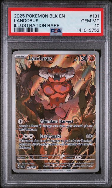 Pokemon TCG! 2025 POKEMON BLK EN-BLACK BOLT #131 LANDORUS ILLUSTRATION RARE PSA 10