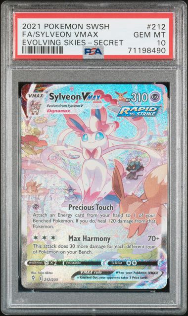Pokemon TCG! 2021 POKEMON SWORD & SHIELD EVOLVING SKIES #212 FA/SYLVEON VMAX EVOLVING SKIES-SECRET